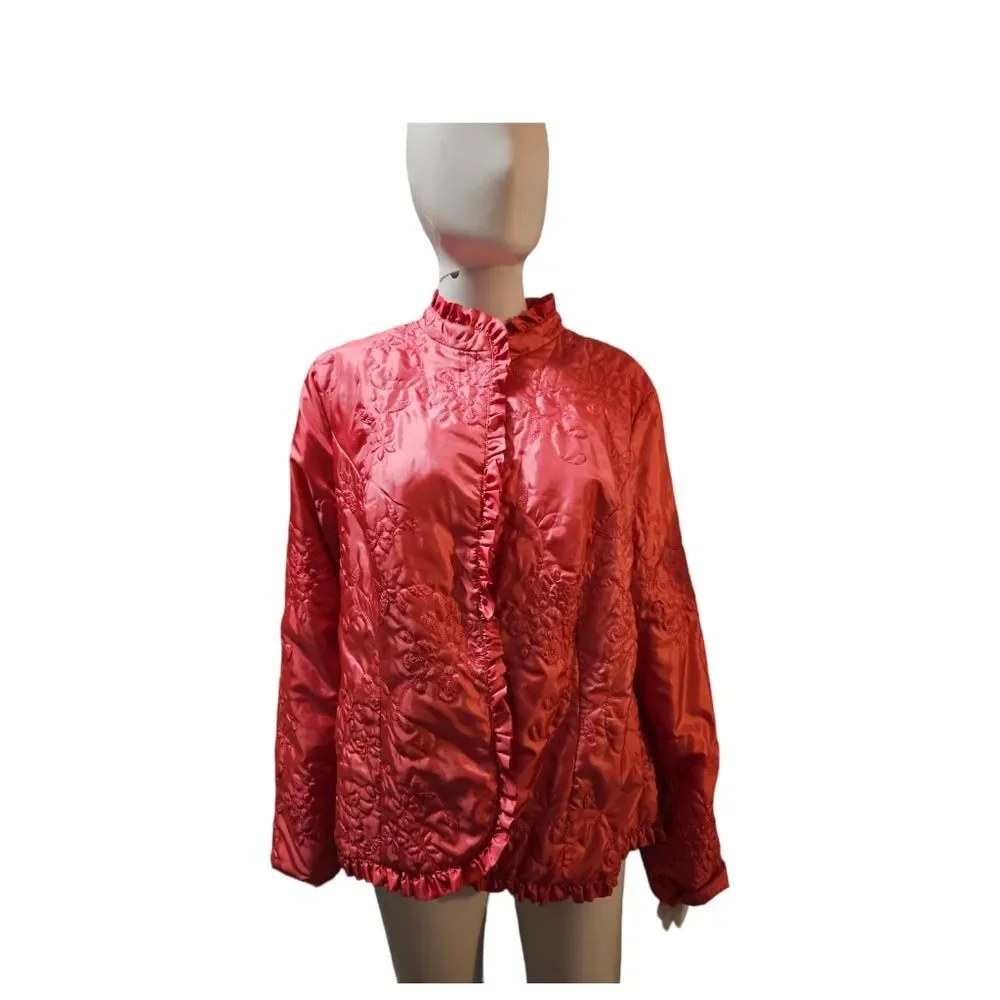 Chico's Salmon Pink Quilted Jacket